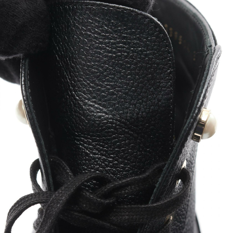 香奈兒短靴 #38 1/2 G38514Y5558494305 皮革 漆皮 人造珍珠 CC-9