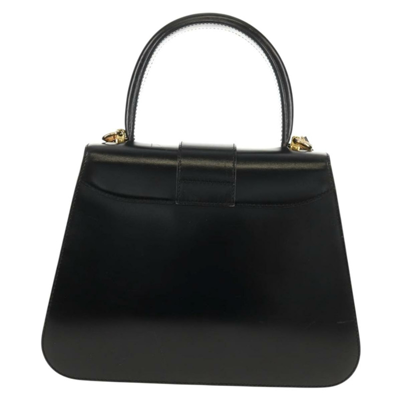 【日本直送】CELINE Circle 手提包 皮革 2way 黑色 金色 Auth 160805V-1