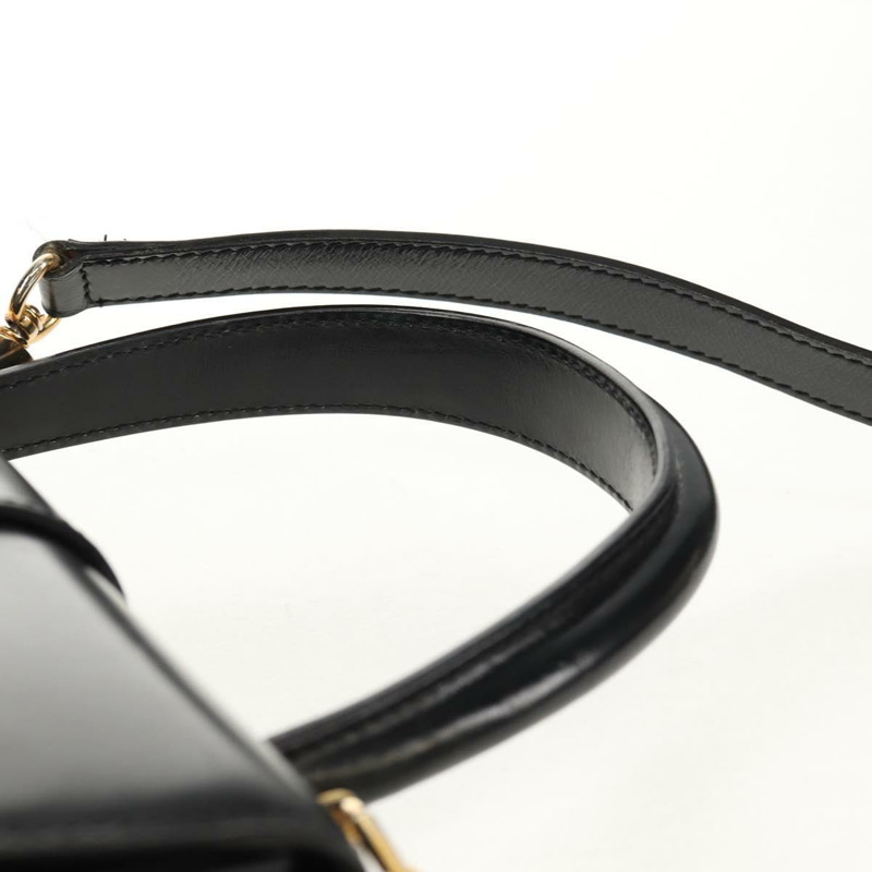 【日本直送】CELINE Circle 手提包 皮革 2way 黑色 金色 Auth 160805V-14