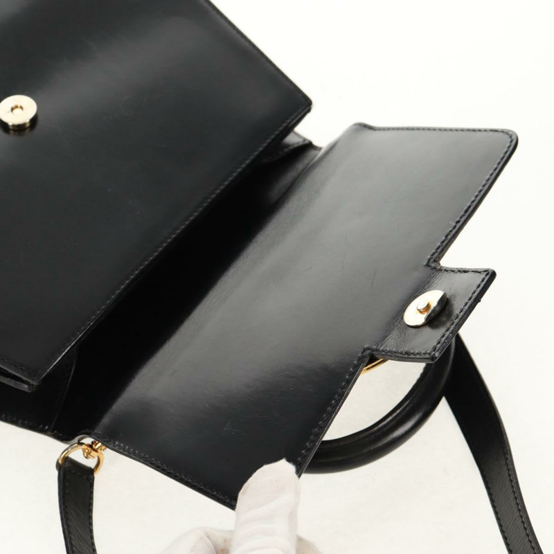 【日本直送】CELINE Circle 手提包 皮革 2way 黑色 金色 Auth 160805V-23
