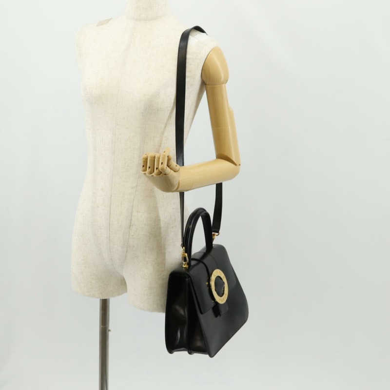 【日本直送】CELINE Circle 手提包 皮革 2way 黑色 金色 Auth 160805V-28