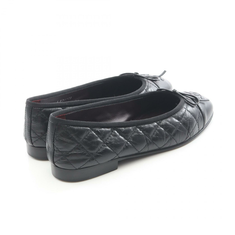 香奈兒 (CHANEL) Ballerina Matelasse 平底鞋 #34 1/2 G26250 黑色皮革 二手 CC-1
