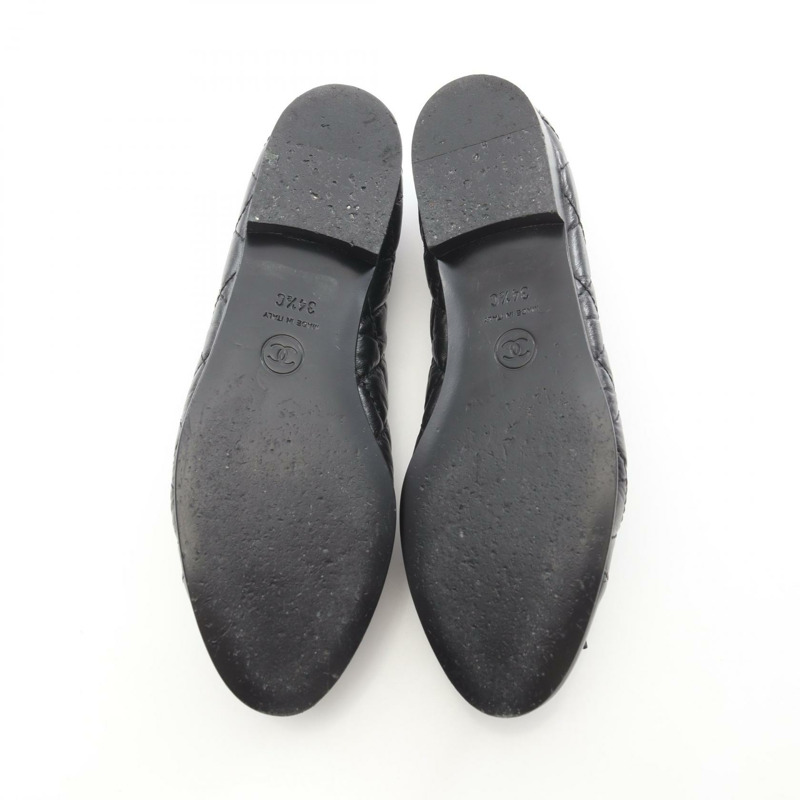 香奈兒 (CHANEL) Ballerina Matelasse 平底鞋 #34 1/2 G26250 黑色皮革 二手 CC-3