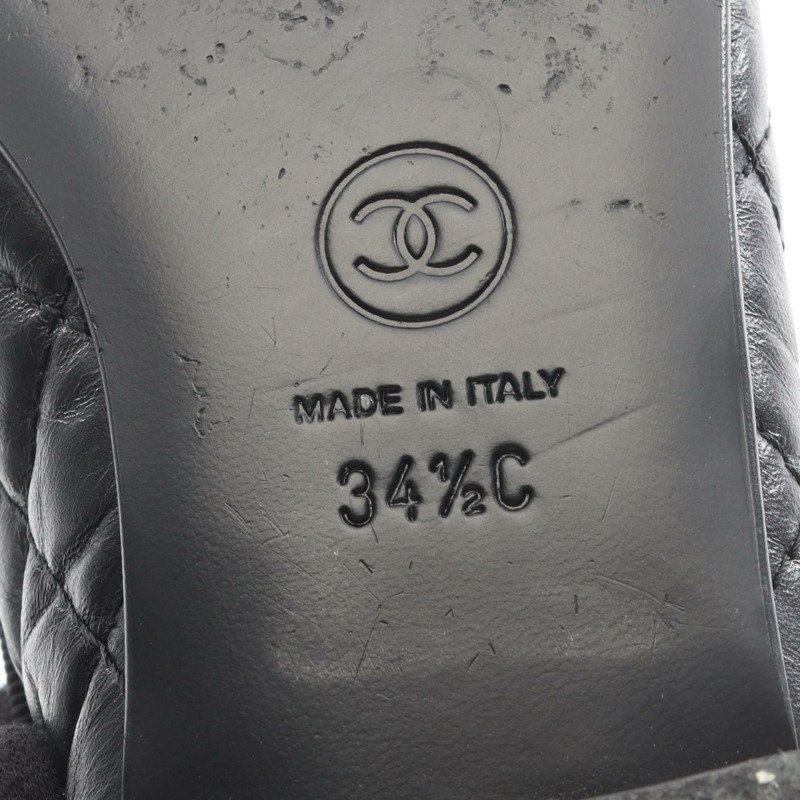 香奈兒 (CHANEL) Ballerina Matelasse 平底鞋 #34 1/2 G26250 黑色皮革 二手 CC-5