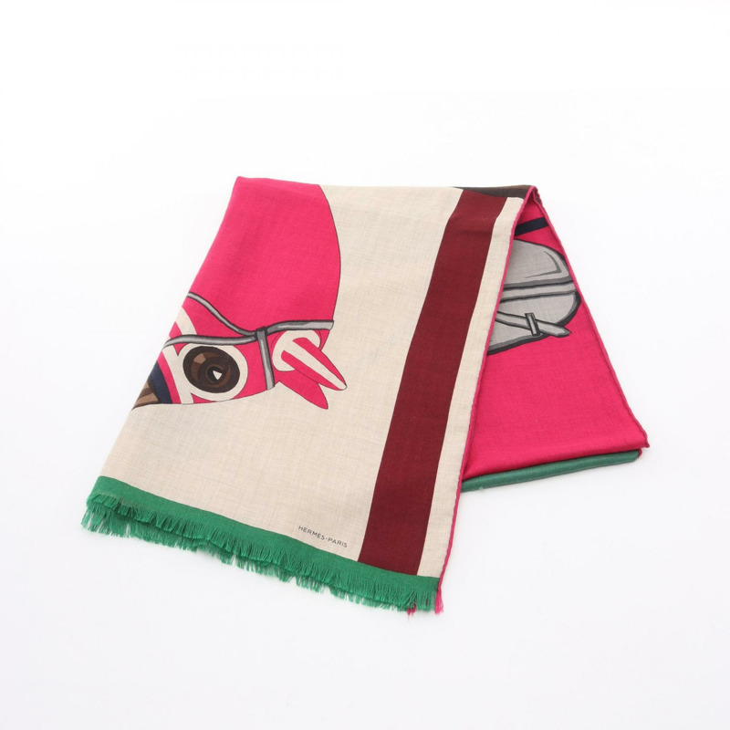 HERMES 長方形 Cheval a la Couverture 圍巾 echarpe 真絲羊絨 二手-0