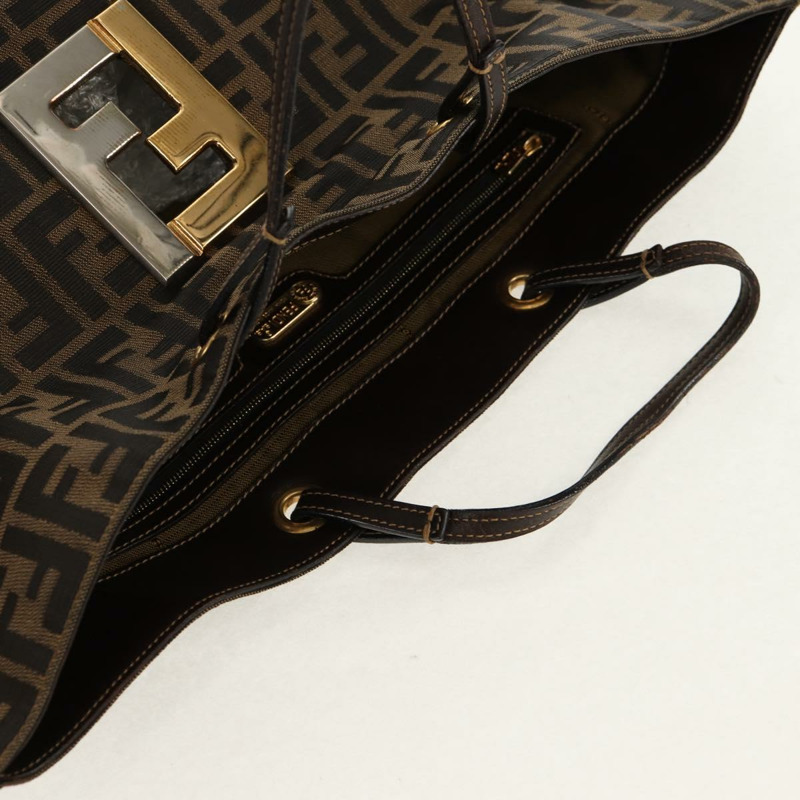 【日本直送】FENDI Zucca帆布手提包 黑色棕色 正品 159302V-6