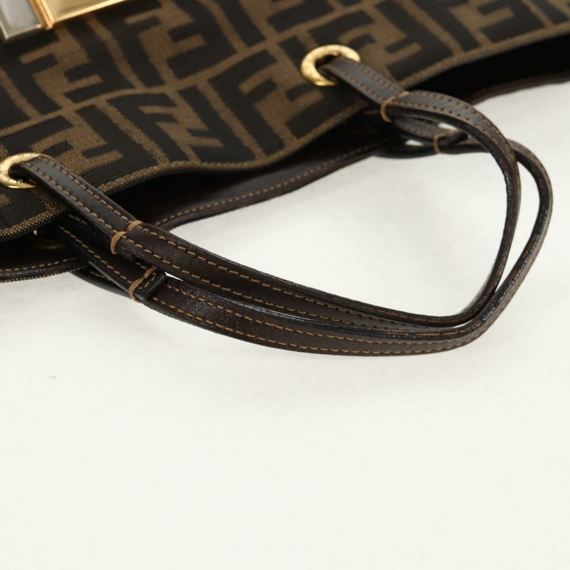 【日本直送】FENDI Zucca帆布手提包 黑色棕色 正品 159302V-7
