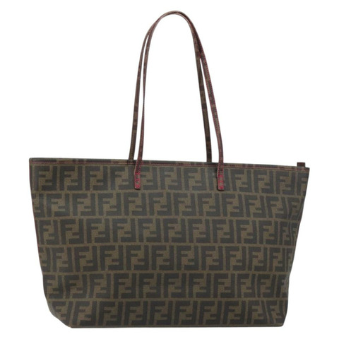 FENDI Zucca 帆布手提包 PVC 黑棕色正品 160219V