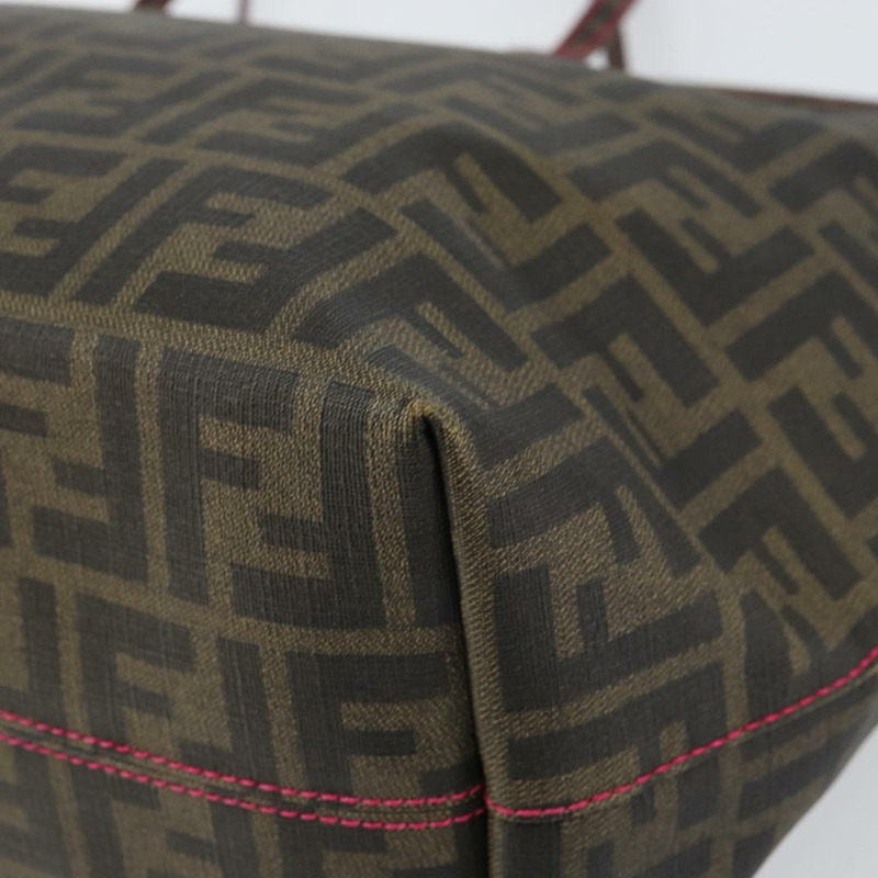 【日本直送】FENDI Zucca 帆布手提包 PVC 黑棕色正品 160219V-8