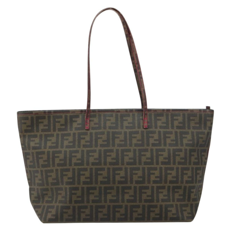 【日本直送】FENDI Zucca 帆布手提包 PVC 黑棕色正品 160219V-12