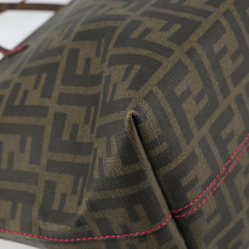 【日本直送】FENDI Zucca 帆布手提包 PVC 黑棕色正品 160219V-13