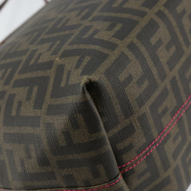 【日本直送】FENDI Zucca 帆布手提包 PVC 黑棕色正品 160219V-15