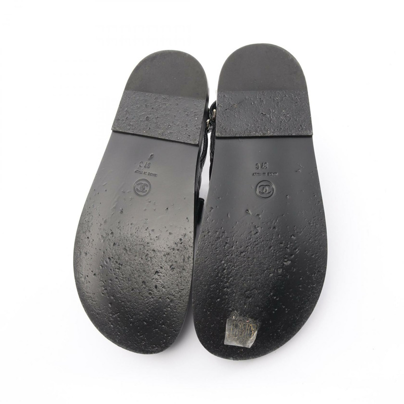 香奈兒 (CHANEL) 19 dix-neuf Matelasse 涼鞋 #37 G35927 黑色皮革二手女鞋-3