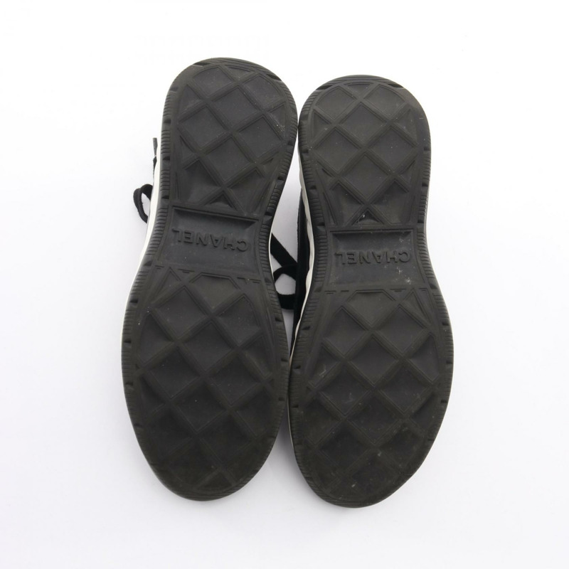 香奈兒 COCO 標誌運動鞋 #38 G35617 皮革/絨面革布料 黑色 二手 女款-3