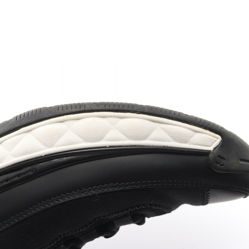 香奈兒 COCO 標誌運動鞋 #38 G35617 皮革/絨面革布料 黑色 二手 女款-6