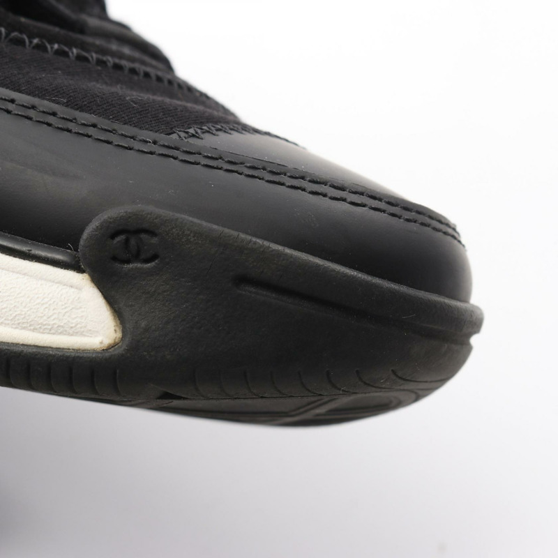 香奈兒 COCO 標誌運動鞋 #38 G35617 皮革/絨面革布料 黑色 二手 女款-7