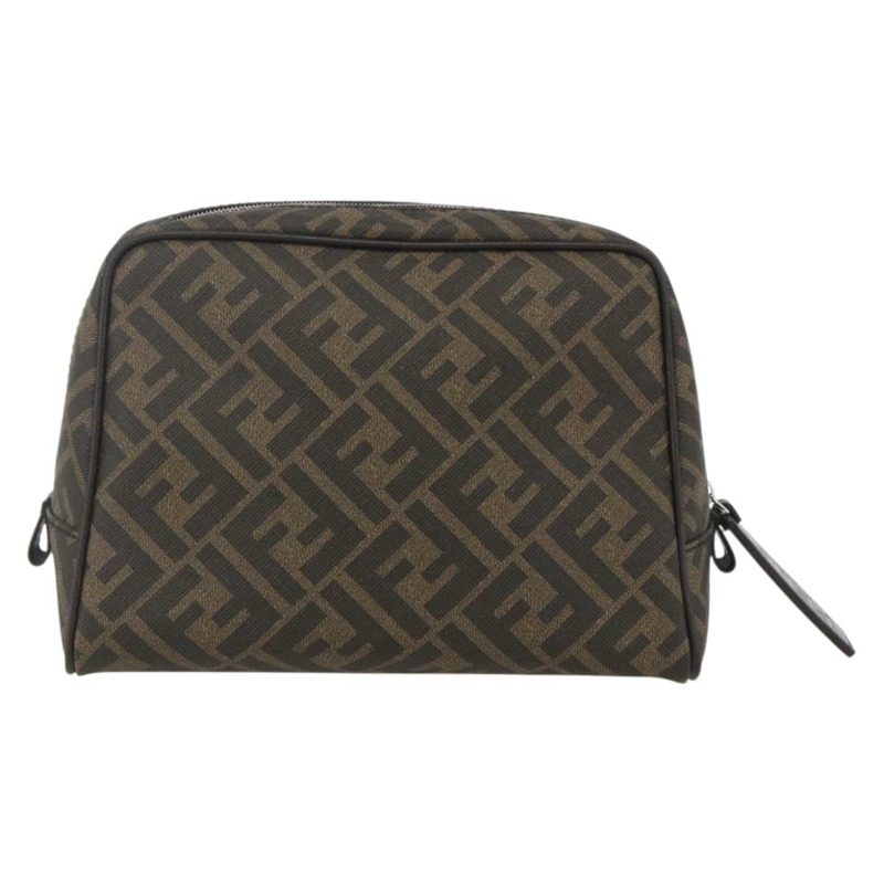 【日本直送】FENDI Zucca帆布手拿包 PVC黑色棕色 正品 am10229V-1