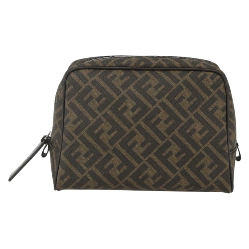 【日本直送】FENDI Zucca帆布手拿包 PVC黑色棕色 正品 am10229V-12