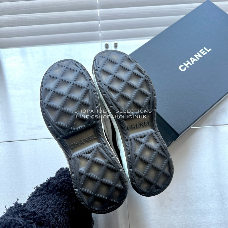 Chanel網眼布拼接鼠尾草淡綠麂皮增高球鞋38號-4