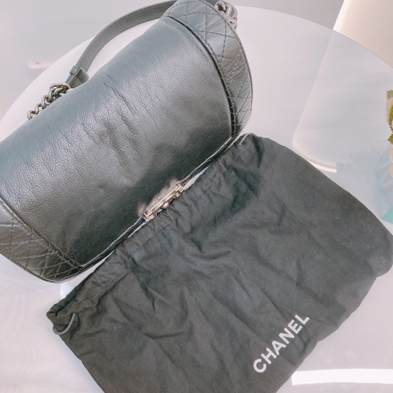 MS0445 Chanel 香奈兒黑色小型牛皮斜背包Boy Reverso 28cm Aged Calfskin Black X PHW-18