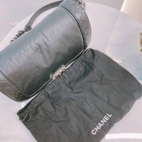 MS0445 Chanel 香奈兒黑色小型牛皮斜背包Boy Reverso 28cm Aged Calfskin Black X PHW-52