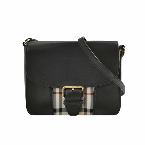 Burberry牛皮尼龍布拼色格紋斜挎包單肩包
