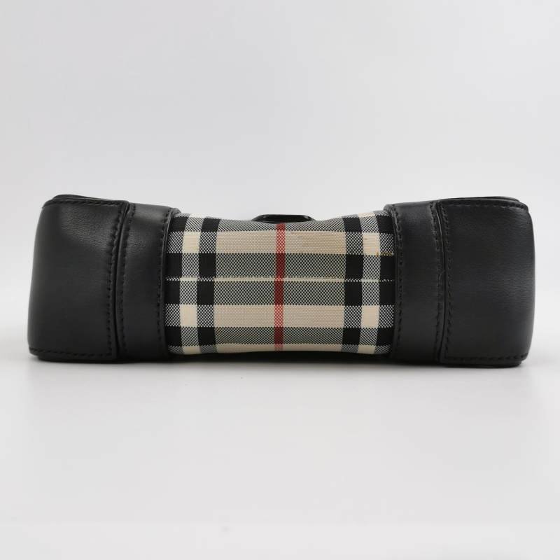 Burberry牛皮尼龍布拼色格紋斜挎包單肩包-5
