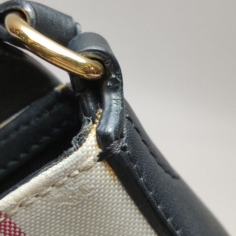 Burberry牛皮尼龍布拼色格紋斜挎包單肩包-20