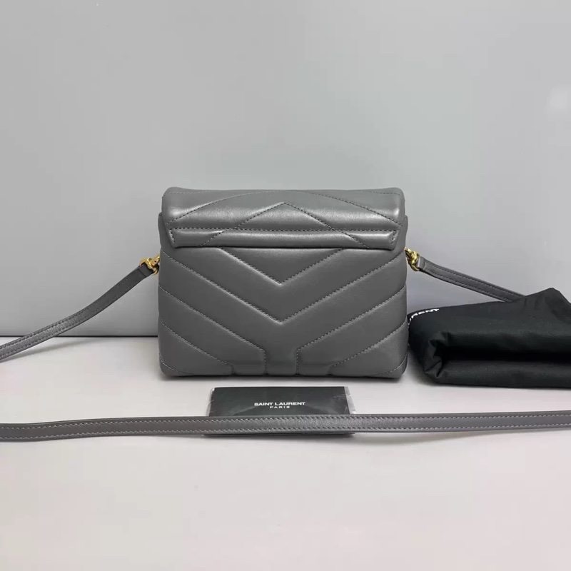 YSL聖羅蘭Loulou小號黑色金扣全皮方胖子-1