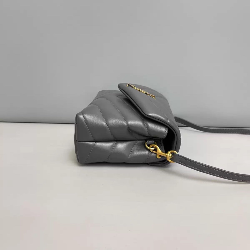 YSL聖羅蘭Loulou小號黑色金扣全皮方胖子-2