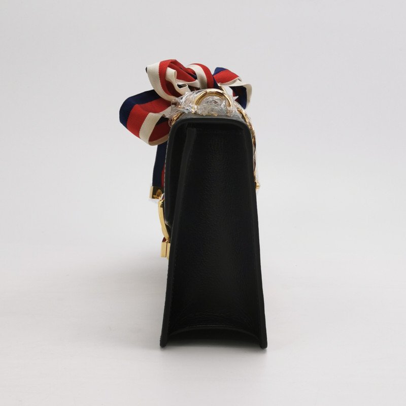 Gucci Sylvie塞爾維亞小號牛皮帆布蜜蜂星星印花金屬扣織帶單肩包 9.8新-1