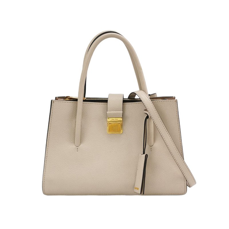 Miu Miu Madras羊皮純色金屬扣斜挎包單肩包-0