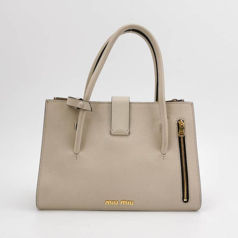 Miu Miu Madras羊皮純色金屬扣斜挎包單肩包-4