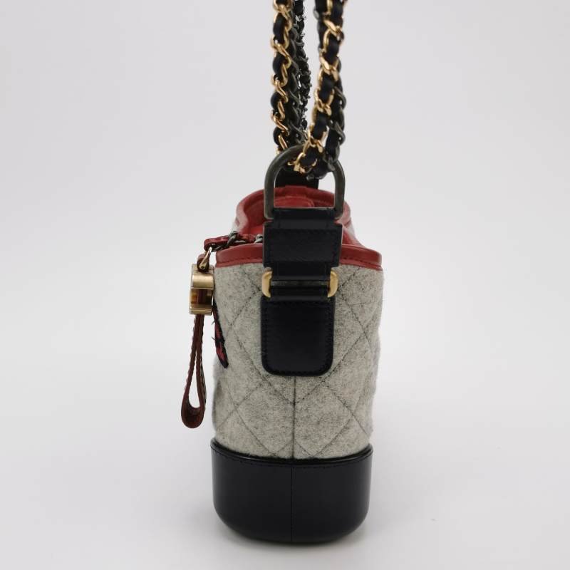 Chanel Gabrielle流浪包小號油蠟皮拼色菱格字母Logo雙鏈條設計單肩包-2