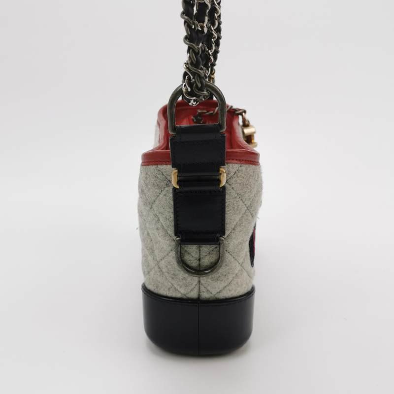 Chanel Gabrielle流浪包小號油蠟皮拼色菱格字母Logo雙鏈條設計單肩包-3