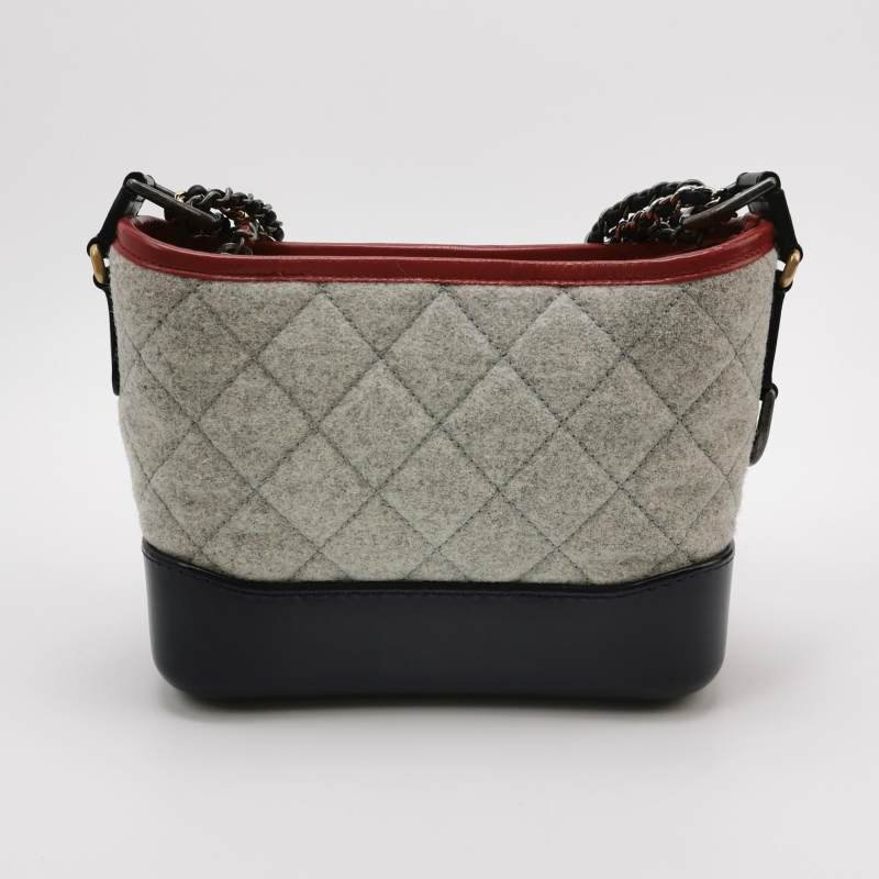 Chanel Gabrielle流浪包小號油蠟皮拼色菱格字母Logo雙鏈條設計單肩包-4