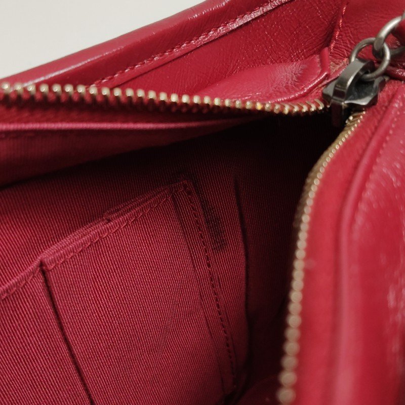 Chanel Gabrielle流浪包小號油蠟皮拼色菱格字母Logo雙鏈條設計單肩包-9