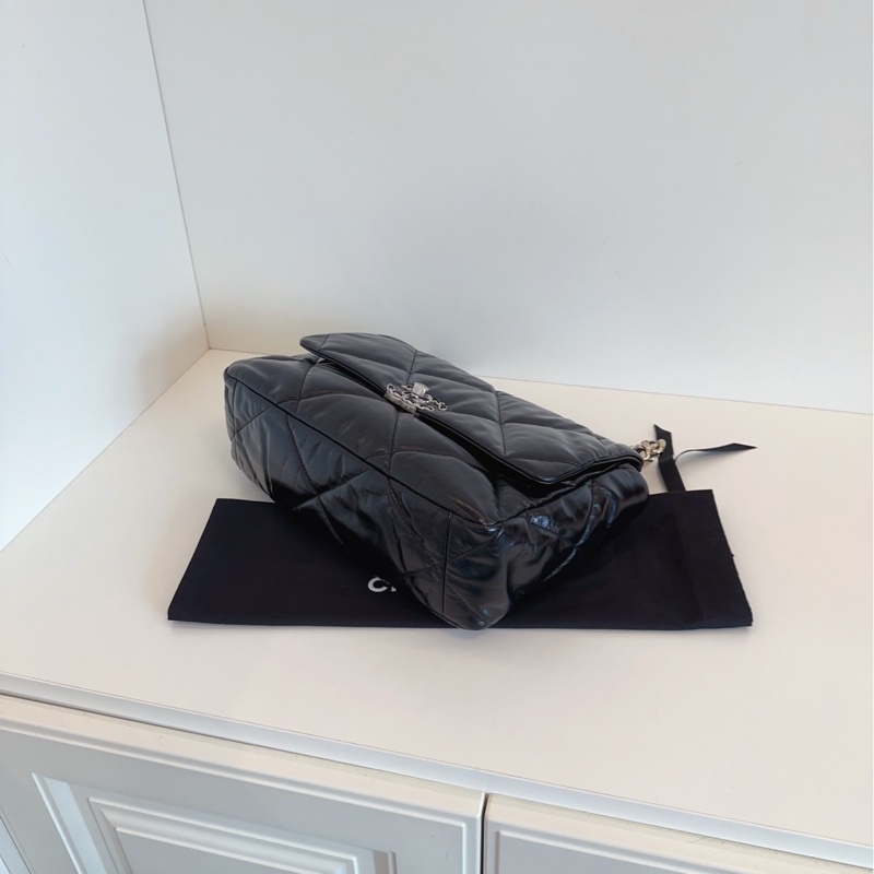 【閒置🆕】Chanel 芯片款 經典 黑銀 19bag中號手提斜挎包-4