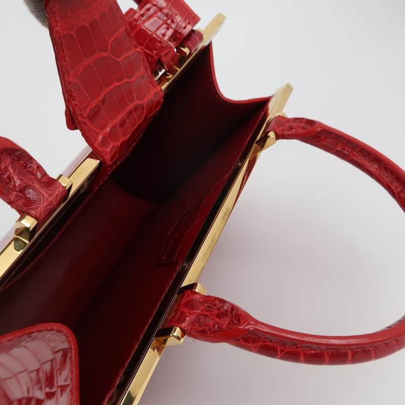 Louis Vuitton(LV)Deesse小號鱷魚皮純色手提包-6