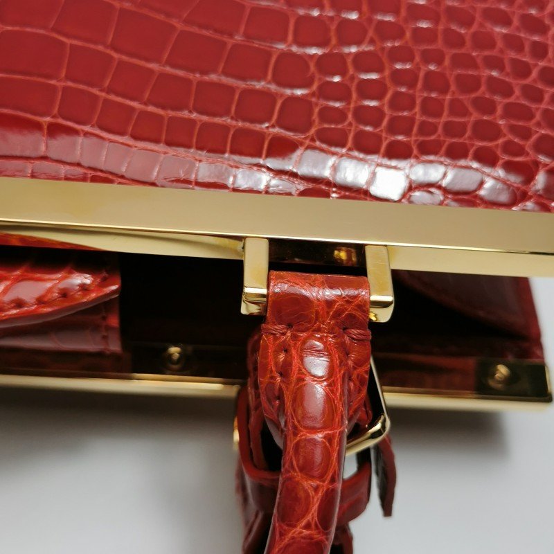 Louis Vuitton(LV)Deesse小號鱷魚皮純色手提包-18