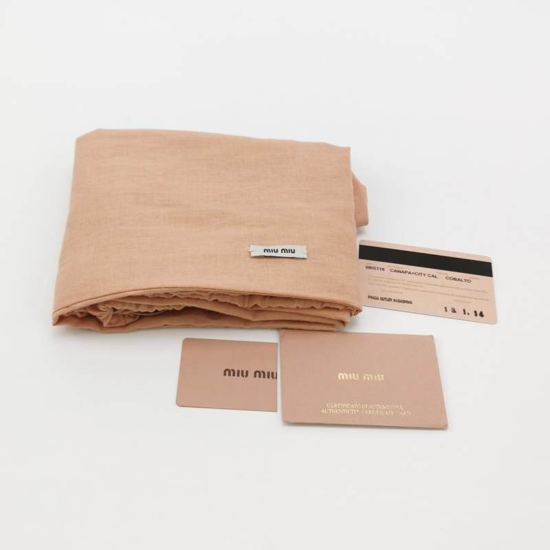 Miu Miu Grace Lux系列牛皮帆布純色字母Logo單肩包-8