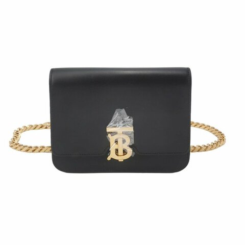 Burberry牛皮純色字母logo腰包胸包