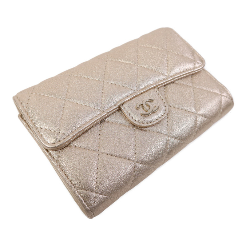 CHANEL 羊皮皮革Wallet金扣錢包-2