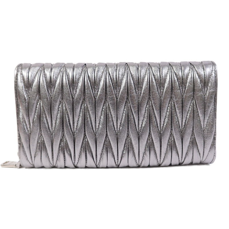 Miu Miu 羊皮皮革Long Wallet銀扣長錢包-1