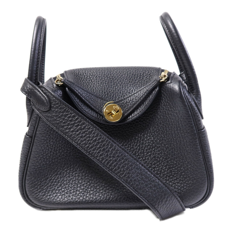 HERMES Clemence皮革Mini Lindy金扣手挽肩背兩用袋Nior-0