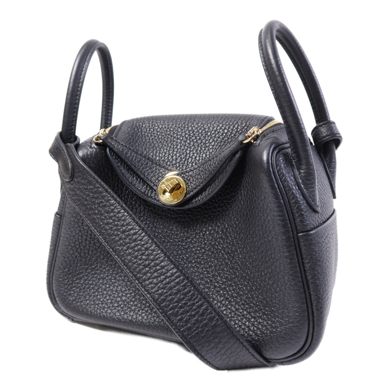HERMES Clemence皮革Mini Lindy金扣手挽肩背兩用袋Nior-2