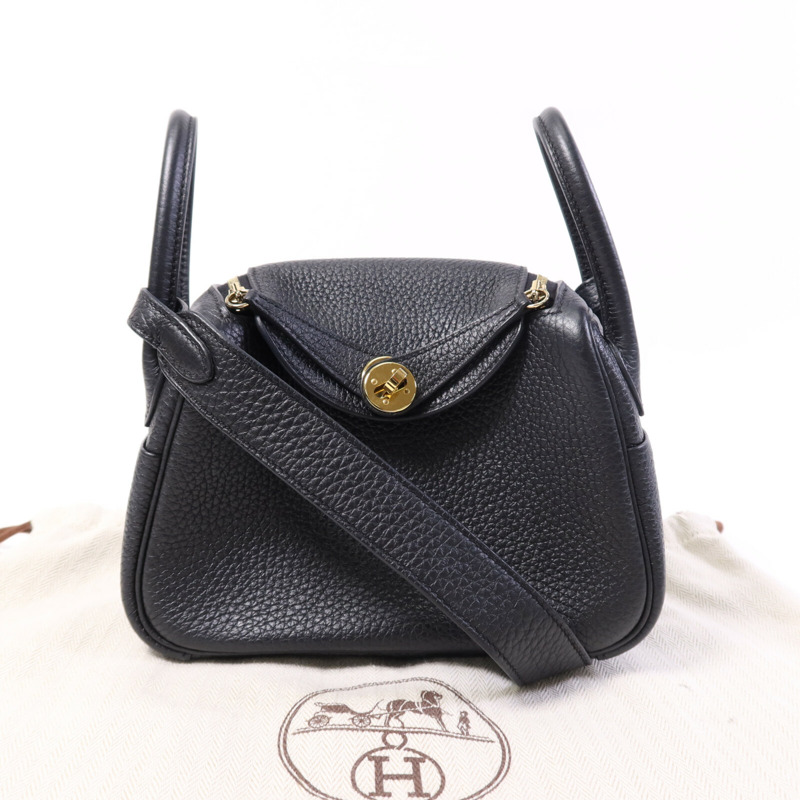 HERMES Clemence皮革Mini Lindy金扣手挽肩背兩用袋Nior-9