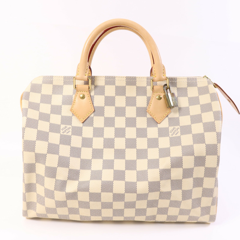 LOUIS VUITTON Damier Azur Speedy 30金扣手挽袋-0