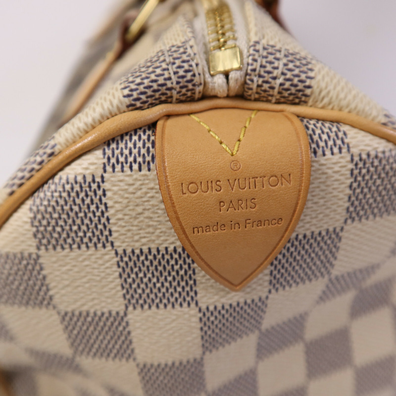 LOUIS VUITTON Damier Azur Speedy 30金扣手挽袋-5