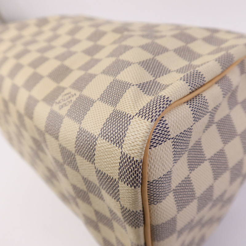 LOUIS VUITTON Damier Azur Speedy 30金扣手挽袋-10